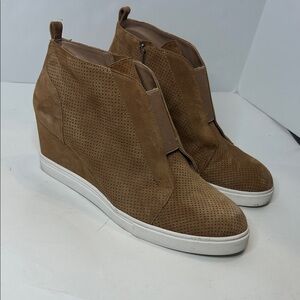 Paolo Linea Wedge Sneaker Booties in Tan Suede ❤️